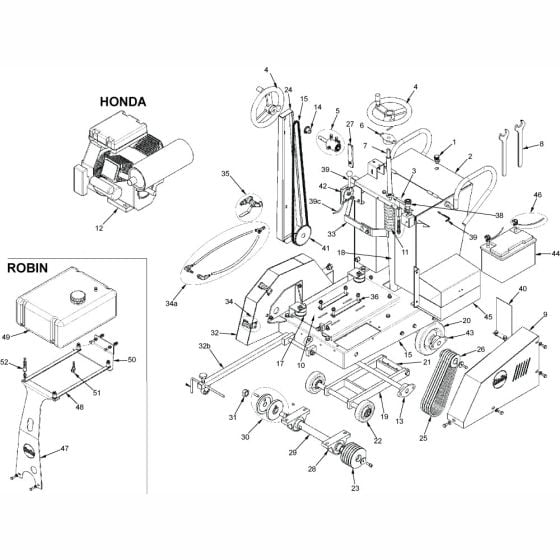 Main Assembly for Altrad Belle CFS600 Floor Saw (Honda & Robin)