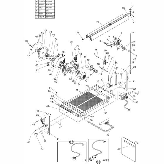 Main Assembly for Altrad Belle Maxitile245 Tile Saw