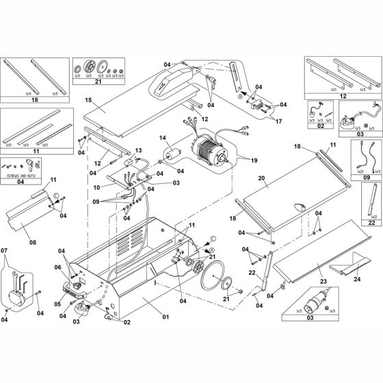 Main Assembly for Altrad Belle Minitile300 Tile Saw