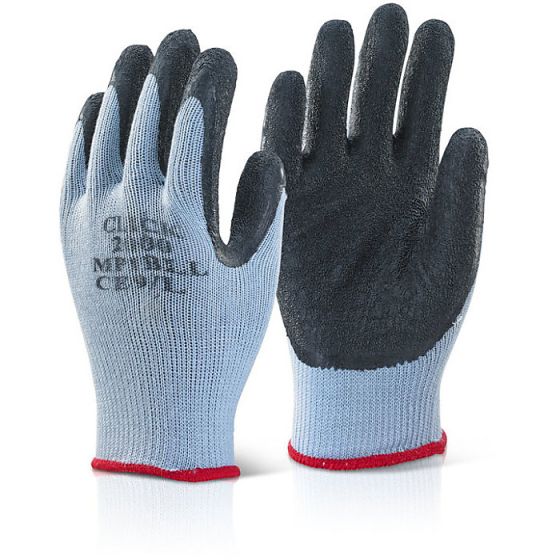 Multi-Purpose Gloves Knitted Base & Latex Rubber Coated Palms Black LGE