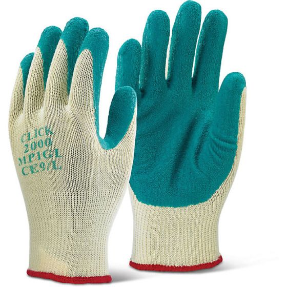 Multi-Purpose Gloves Knitted Base & Latex Rubber Coated Palms Green MED