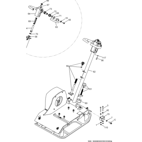 Handle Assembly for Wacker MPU29A 5000630244 (Petrol) Rev. 102 Reversible Plate Compactors