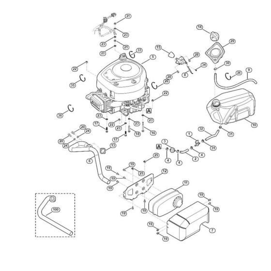 Engine, Tank for Stihl/ Viking MR 4082.1 Ride on Mowers