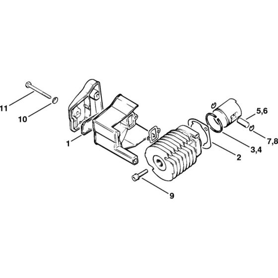 Cylinder 32.88, 27.86, 25.84, 27.83 Assembly for Stihl 010 011 Gasoline Chainsaws