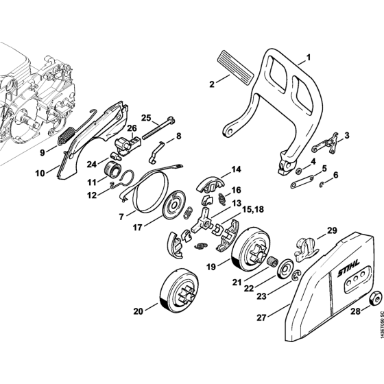 Hand guard, Chain brake Assembly for Stihl 017 Gasoline Chainsaws