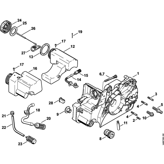 Motor housing Assembly for Stihl 017 Gasoline Chainsaws