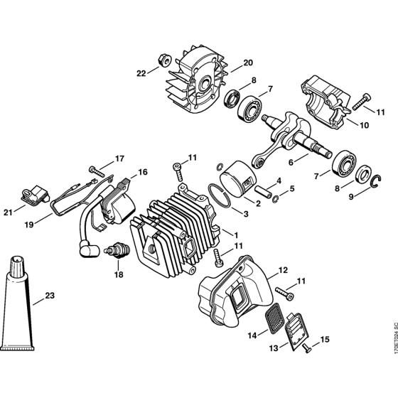 Cylinder with piston, Ignition system Assembly for Stihl 019T Gasoline Chainsaws