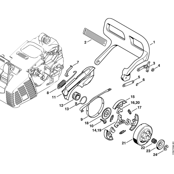 Hand guard, Chain brake Assembly for Stihl 019T Gasoline Chainsaws