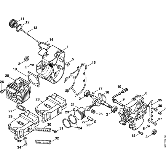 Crankcase Assembly for Stihl 020 020T Gasoline Chainsaws