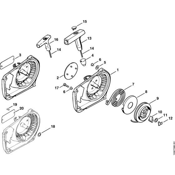 Rewind starter Assembly for Stihl 026 Gasoline Chainsaws