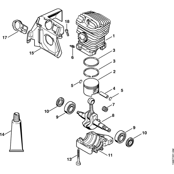 Cylinder 039 Assembly for Stihl 029 039 Gasoline Chainsaws