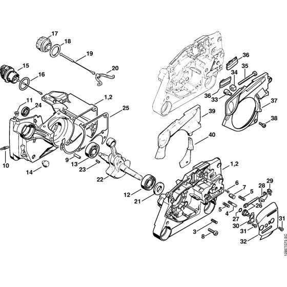 Crankcase, Chain tensioner Assembly for Stihl 034 Gasoline Chainsaws