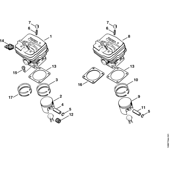 Cylinder Assembly for Stihl 034 Gasoline Chainsaws