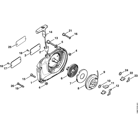 Rewind starter 31.2001 Assembly for Stihl 034 Gasoline Chainsaws