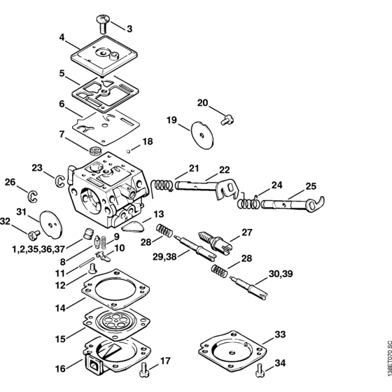 Carburetor C3A-S31, C3A-S65 Assembly for Stihl 036 Gasoline Chainsaws