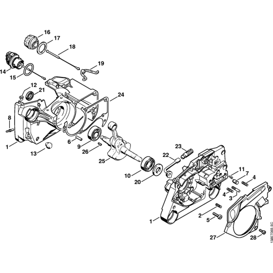 Crankcase Assembly for Stihl 036 Gasoline Chainsaws