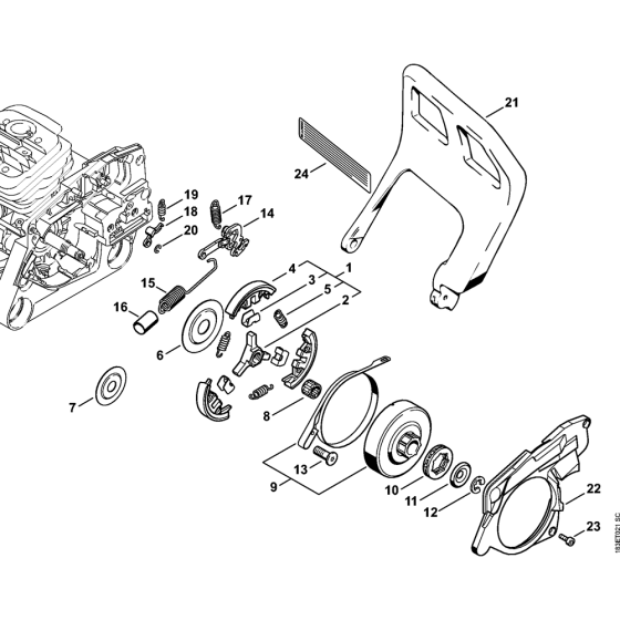 Clutch, Chain brake Assembly for Stihl 036QS Gasoline Chainsaws