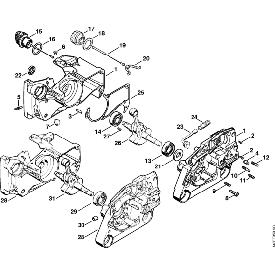 Crankcase Assembly for Stihl 036QS Gasoline Chainsaws