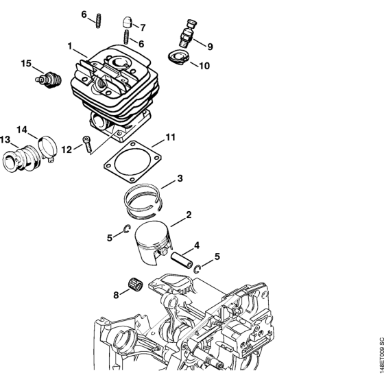 Cylinder Assembly for Stihl 036QS Gasoline Chainsaws