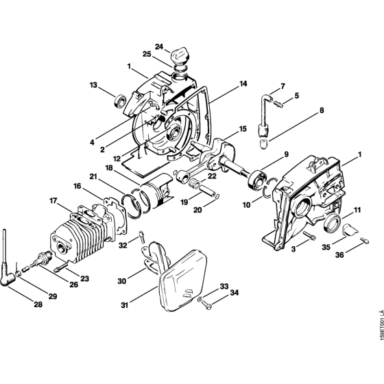 Crankcase, Cylinder, Muffler Assembly for Stihl 041FB Gasoline Chainsaws