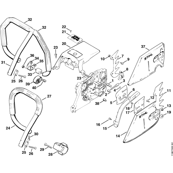 Chain sprocket cover, Handlebar Assembly for Stihl 042AV Gasoline Chainsaws