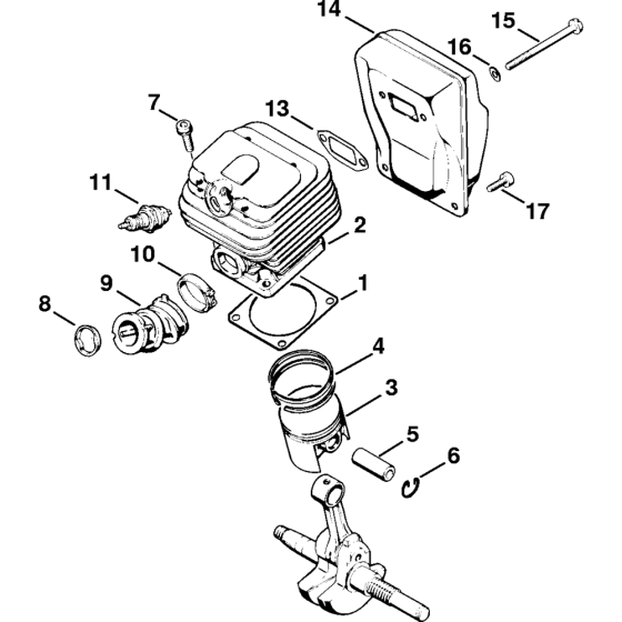 Cylinder, Muffler Assembly for Stihl 042AV Gasoline Chainsaws