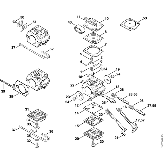 Carburetor C3M-S5, S24, S5, S20, S22, S23 Assembly for Stihl 044 Gasoline Chainsaws