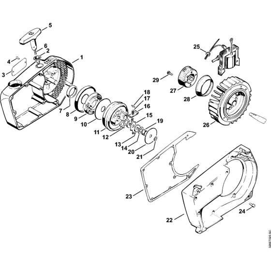 Rewind starter friction shoe, X 6 745 960 30.80 Assembly for Stihl 050 051 Gasoline Chainsaws