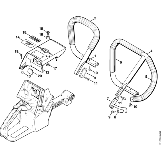 Handlebar, Shroud Assembly for Stihl 088 Gasoline Chainsaws