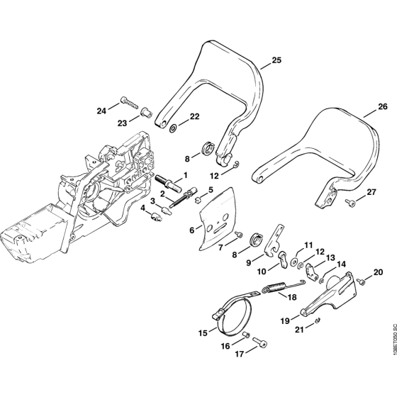 Chain brake, Hand guard Assembly for Stihl 08S Gasoline Chainsaws