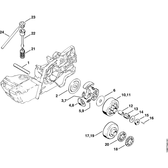 Clutch Assembly for Stihl 08S Gasoline Chainsaws