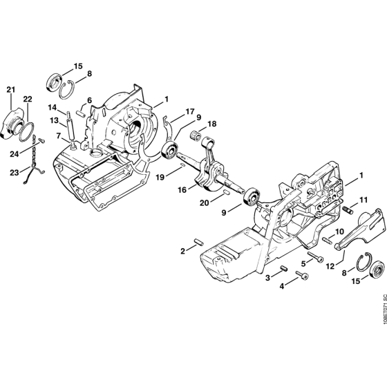 Crankcase Assembly for Stihl 08S Gasoline Chainsaws