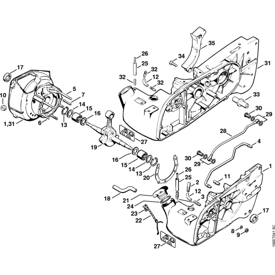 Crankcase Assembly for Stihl 090 090G Gasoline Chainsaws