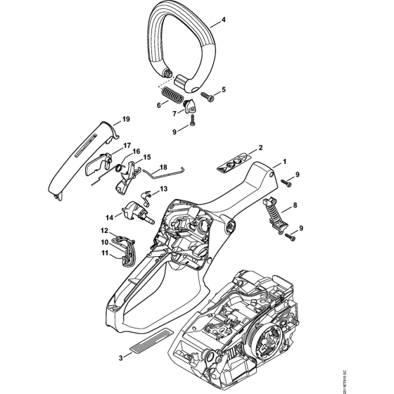 Handle Housing and Handlebar Assembly for Stihl MS150C Chainsaws