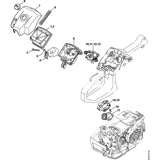 Air filter & Carburetor box cover Assembly for Stihl MS201 MS201C Chainsaws