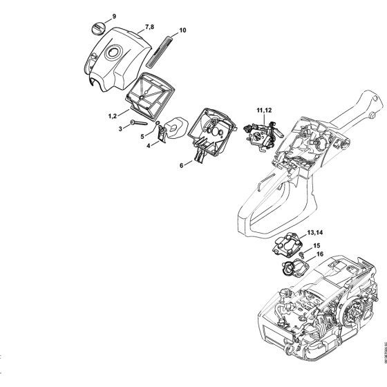 Air filter & Carburetor box cover M-Tronic Assembly for Stihl MS201 MS201C Chainsaws