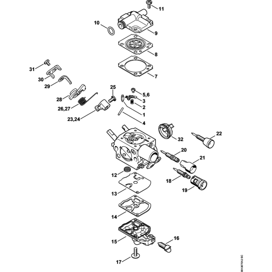 Carburetor C1Q-S250 & C1Q-S248 & C1Q-S214 & C1Q-S188 Assembly for Stihl MS201 MS201C Chainsaws