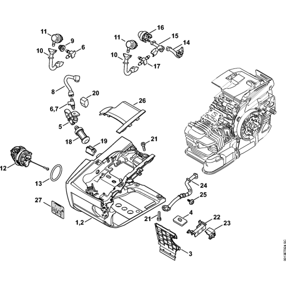 Tank housing Assembly for Stihl MS201 MS201C Chainsaws