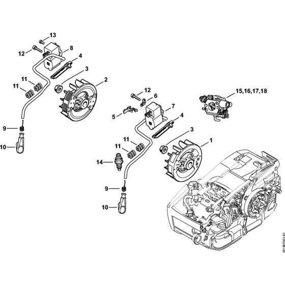 Ignition system Assembly for Stihl MS201 MS201C Chainsaws