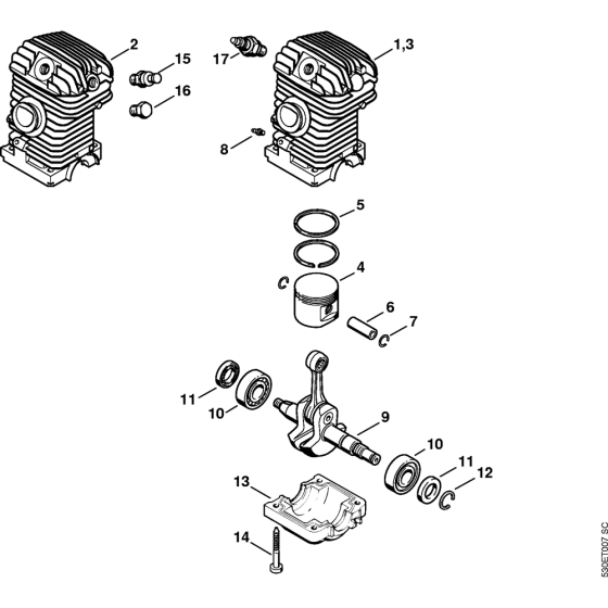 Engine Assembly for Stihl MS210 MS210C Chainsaws