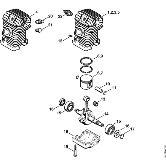 Engine Assembly for Stihl MS230 MS230C Chainsaws