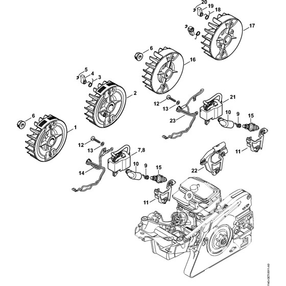 Ignition system & Wiring harness Assembly for Stihl MS231 MS231C MS251 MS251C Chainsaws