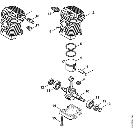 Engine Assembly for Stihl MS250 MS250C Chainsaws