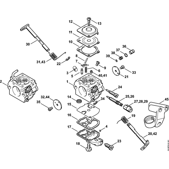 Carburetor C1Q­S84 & C1Q-100335 Assembly for Stihl MS250 MS250C Chainsaws