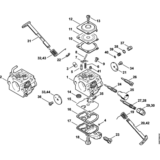 Carburetor C1Q­S242 & C1Q­S75 & C1Q-S76 USA & CDN Assembly for Stihl MS250 MS250C Chainsaws