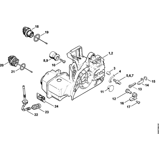 Motor Housing Assembly for Stihl MS250 MS250C Chainsaws