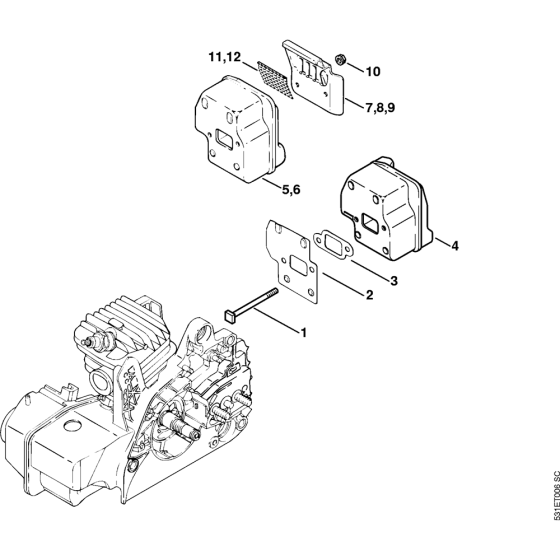 Muffler Assembly for Stihl MS250 MS250C Chainsaws