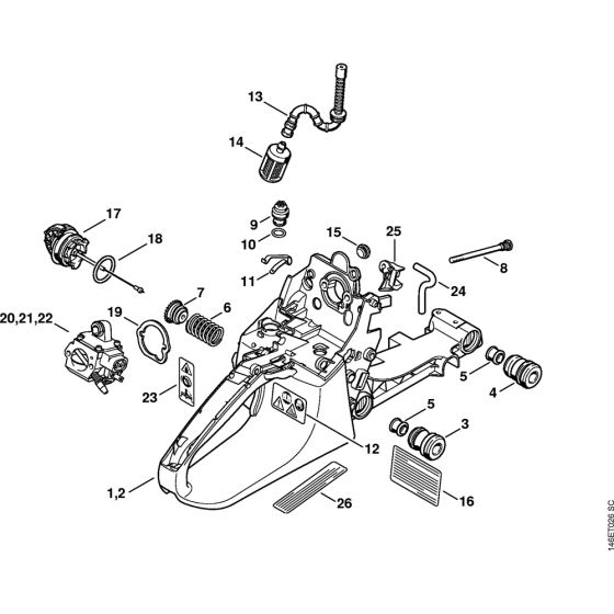 Tank housing Assembly for Stihl MS270 MS270C MS280 MS280C Chainsaws