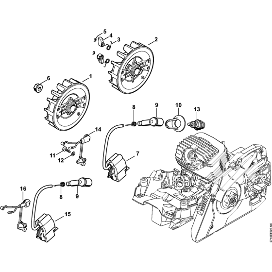 Ignition system & Wiring harness Assembly for Stihl MS271 MS271C MS291 MS291C Chainsaws