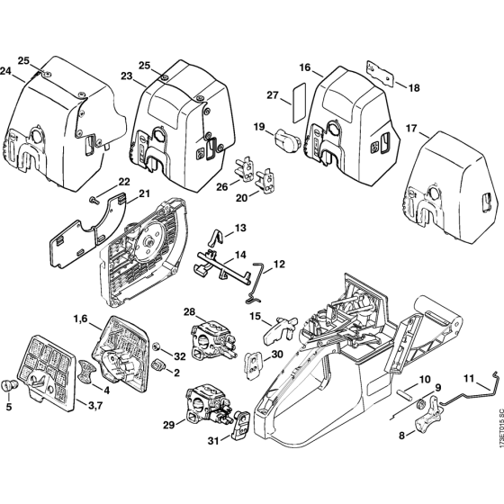 Air filter & Throttle control Assembly for Stihl MS340 Chainsaws